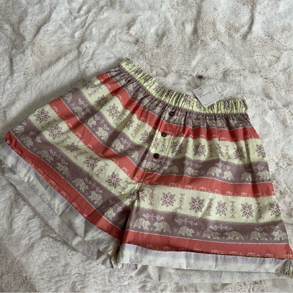 NWT free people intimates yellow and orange patterned long cuffed shorts